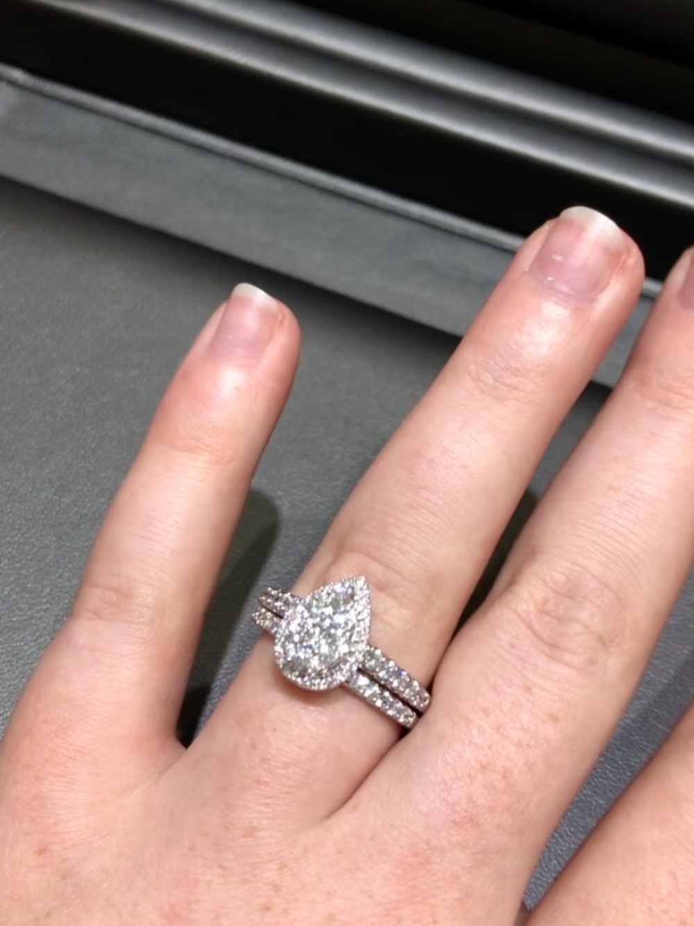 Diamond Teardrop Pear Bridal Ring Set White Gold